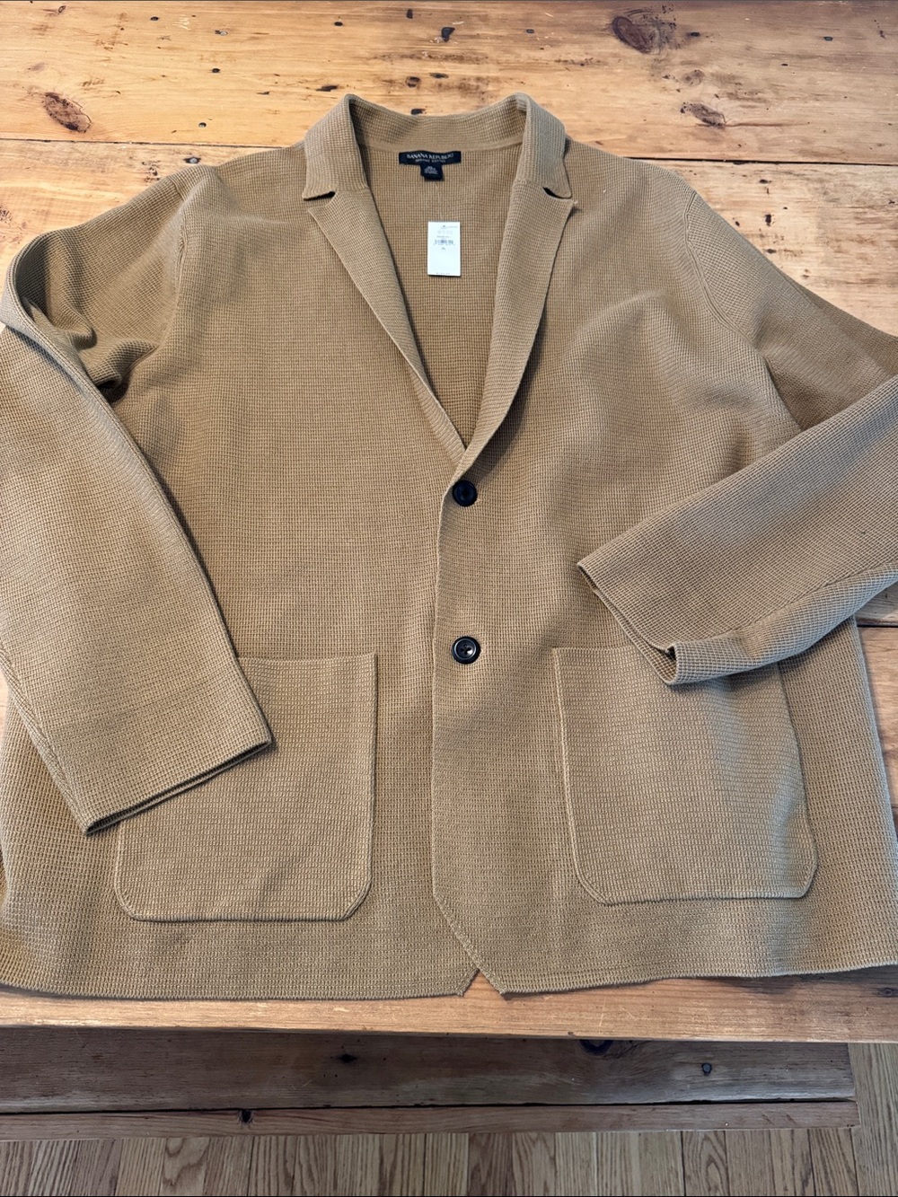 Banana Republic Milanetto Sweater Blazer XL NWT Whiskey Brown Organic Cotton - Picture 6 of 11